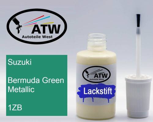 Suzuki, Bermuda Green Metallic, 1ZB: 20ml Lackstift, von ATW Autoteile West.